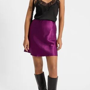 Express satin mini skirt in purple